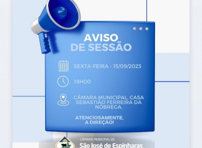 Reunio ordinria da cmara de So Jos de Espinharas ser realizada nesta sexta-feira (15)
