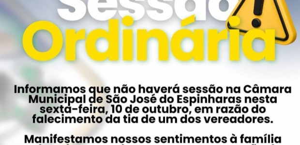 Sesso Ordinria desta sexta-feira (10) na cmara de So Jos de Espinharas est cancelada