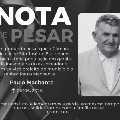 Nota de Pesar pelo falecimento do ex-vereador e ex-vice-prefeito Paulo Machante
