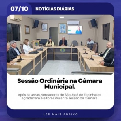 C�mara de S�o Jos� de Espinharas realiza sess�o ordin�ria e vereadores destacam participa��o popular nas elei��es